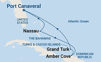 6-Day Eastern Caribbean with Turks & Caicos Itinerary Map